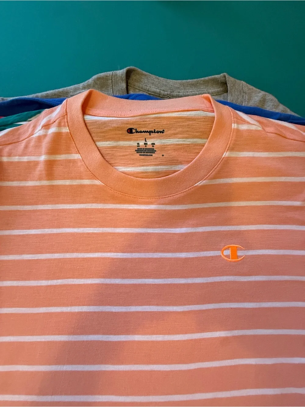 Champion Coral Pink & White Striped Tee - Picture 2 of 2